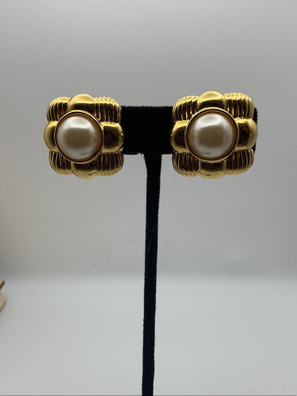 Joan Rivers Gold and Pearl Floral Clip-On Earrings
